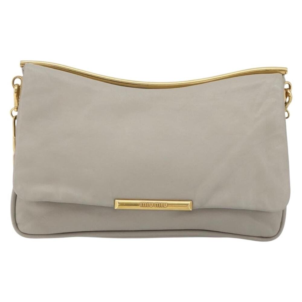 Miu Miu Leather Chain Shoulder Bag Gray